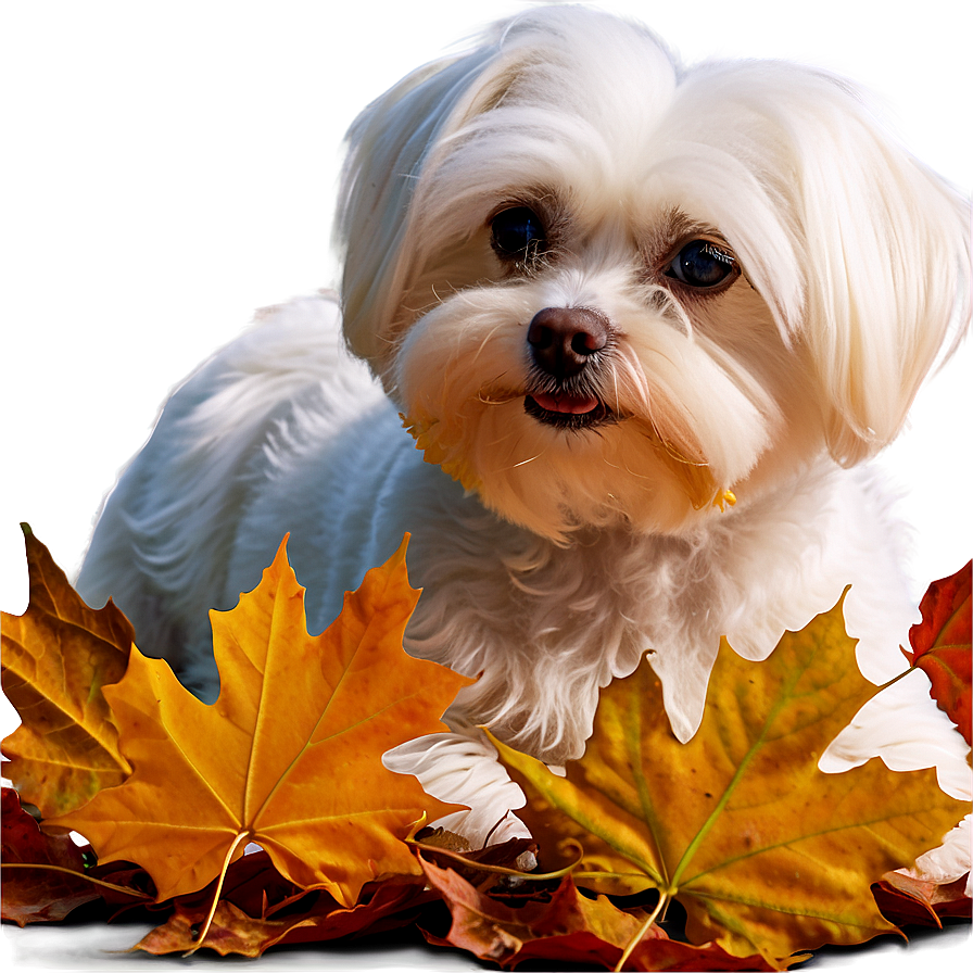 Maltese In Autumn Leaves Png 7 PNG Image