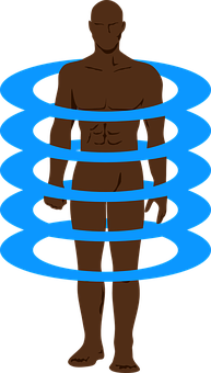 Man Encasedin Blue Rings PNG Image