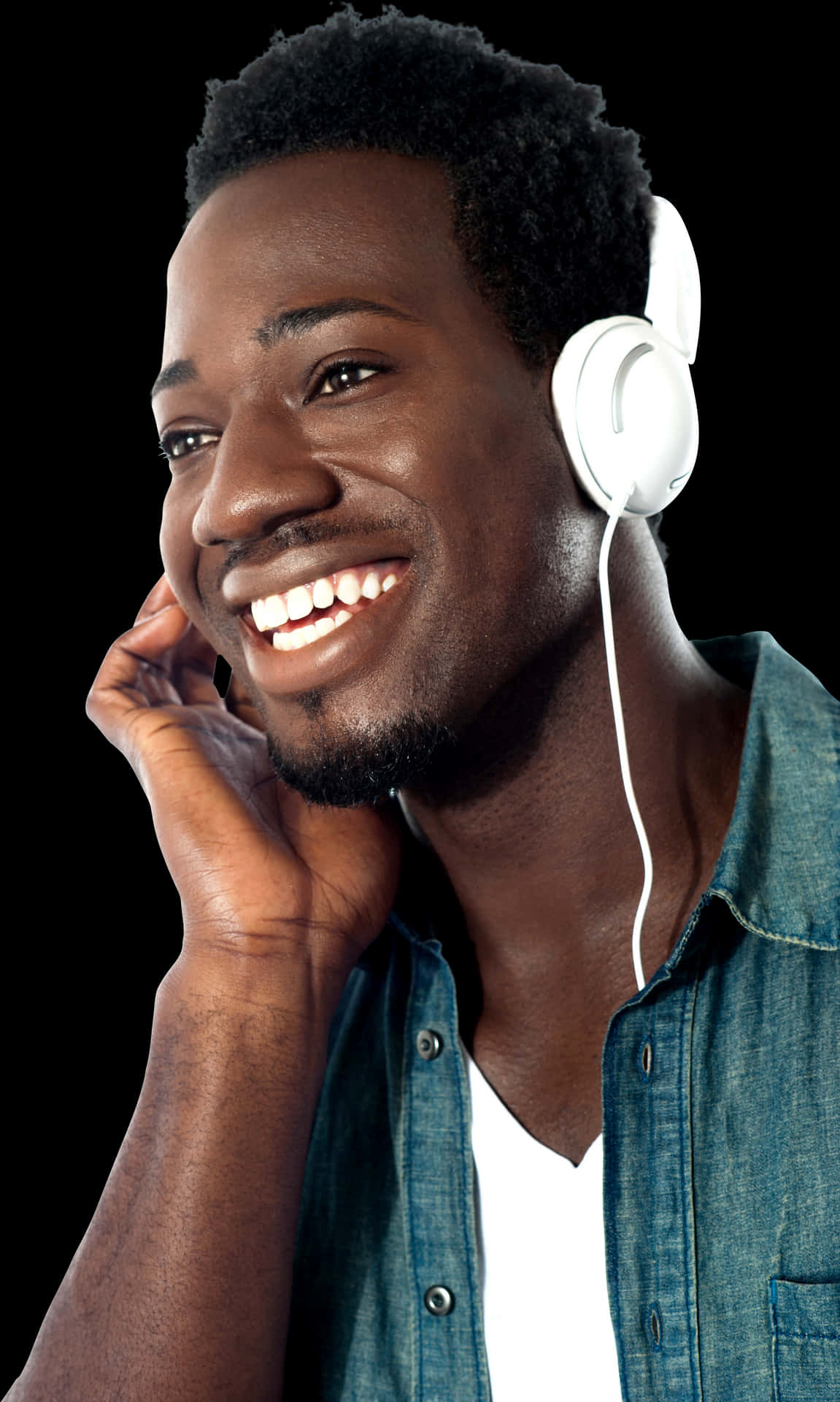 Man Enjoying Music Headphones PNG Image