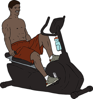 Man Exercisingon Stationary Bike PNG Image