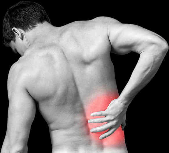 Man Experiencing Lower Back Pain PNG Image