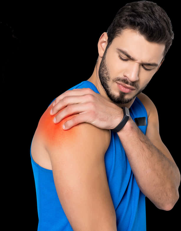 Man Experiencing Shoulder Pain PNG Image