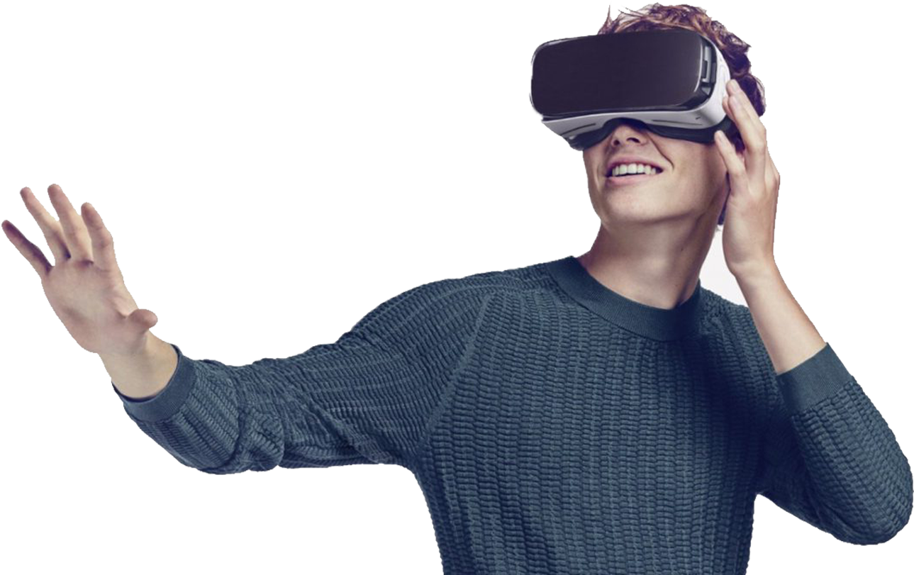 Man Experiencing V R Technology PNG Image