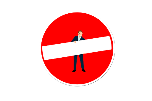 Man Holding Blank Sign No Entry Symbol PNG Image