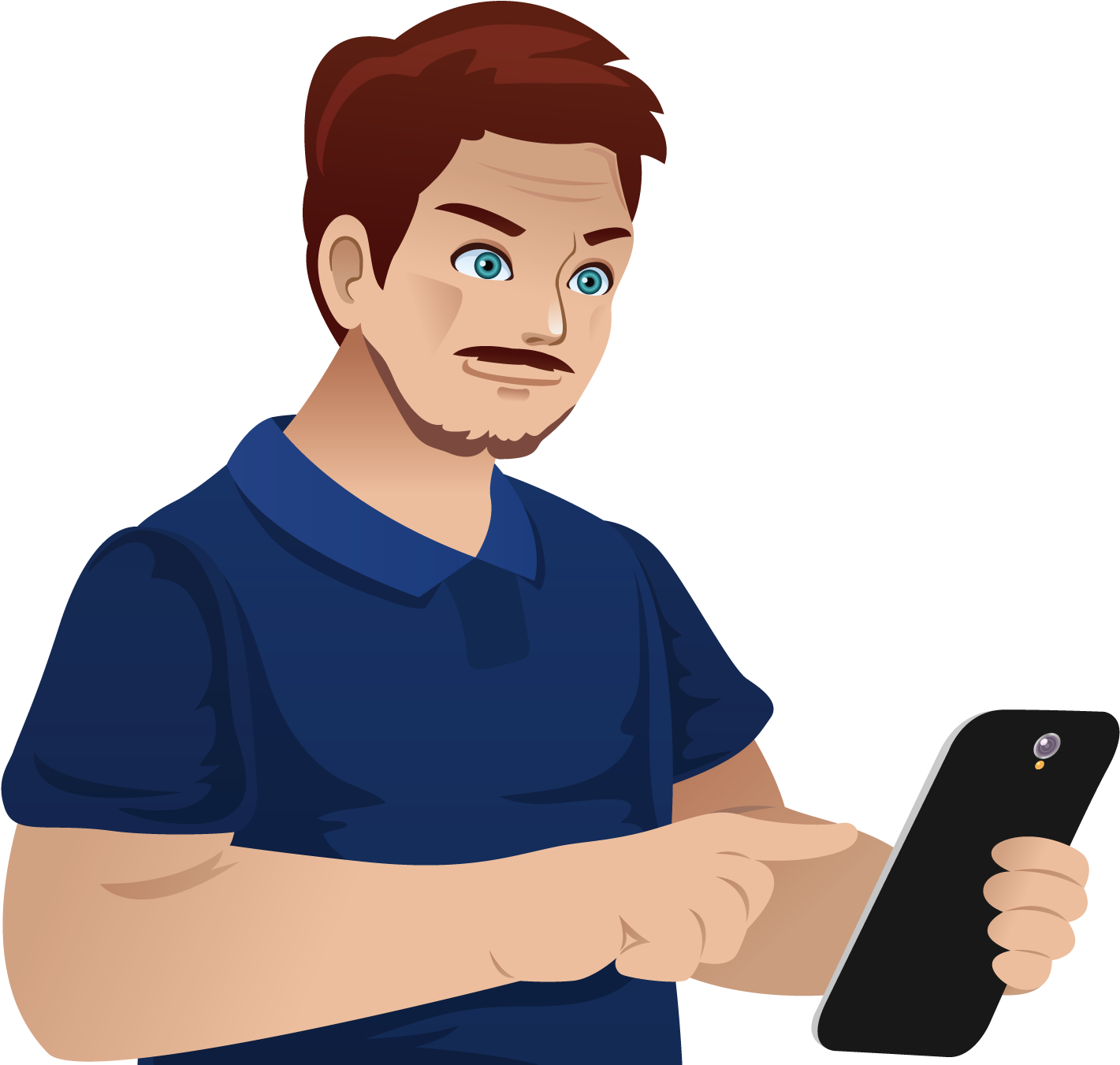 Man Holding Smartphone Clipart PNG Image