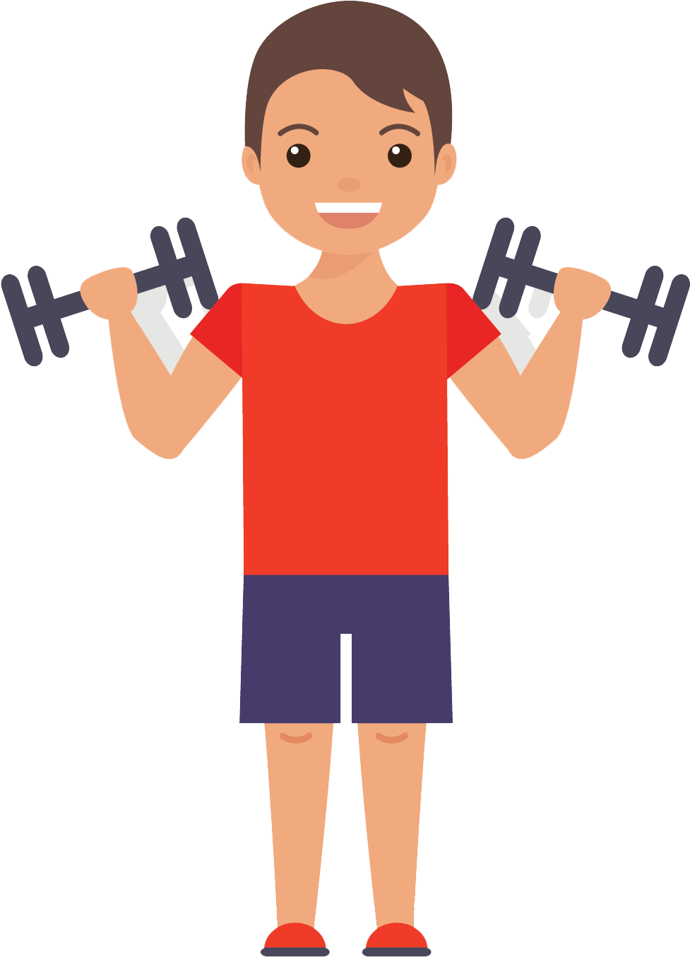 Man Lifting Dumbbells Cartoon PNG Image