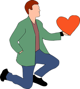 Man Offering Heart Illustration PNG Image