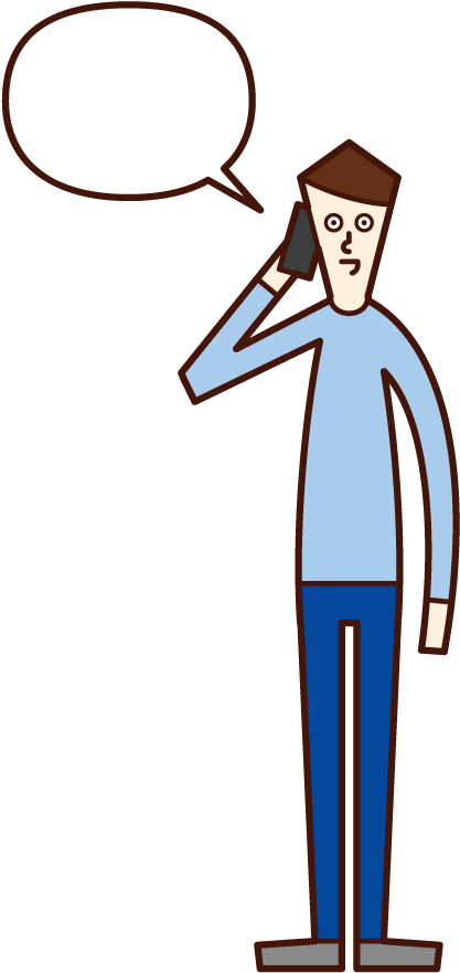 Man On Phone With Speech Bubble PNG Image