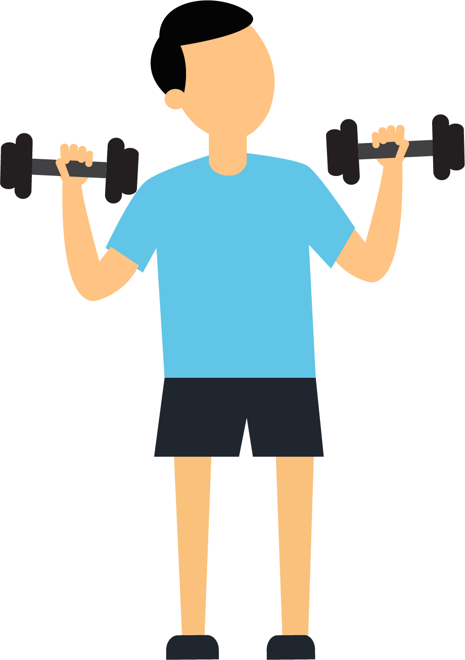 Man Performing Bicep Curls With Dumbbells PNG Image