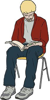 Man Reading Book Illustration PNG Image