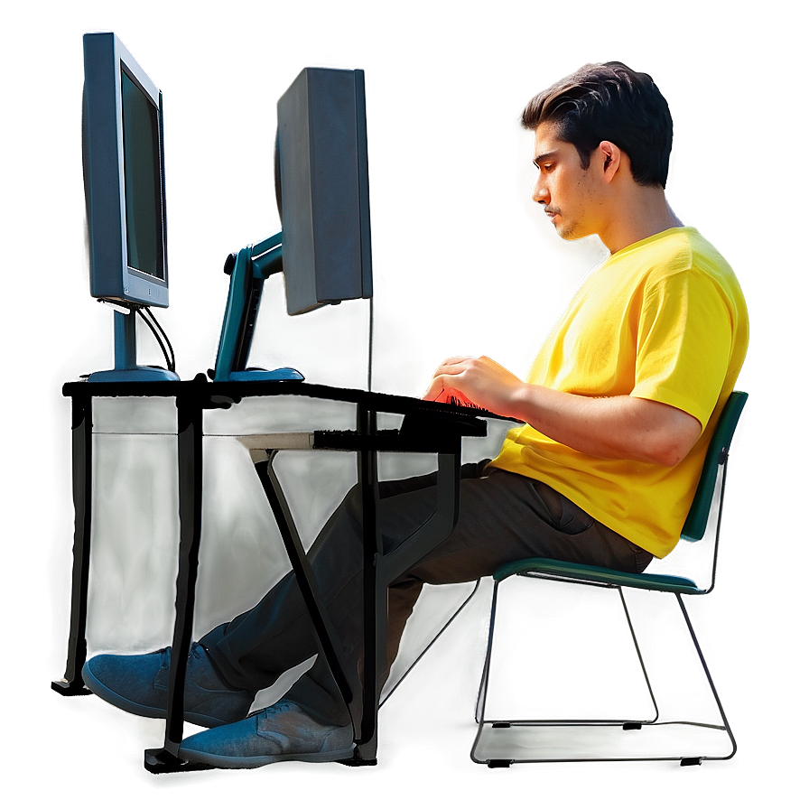 Man Sitting At Computer Png 06122024 PNG Image