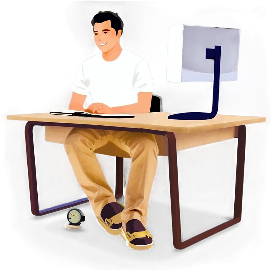 Man Sitting At Desk Png Afn PNG Image