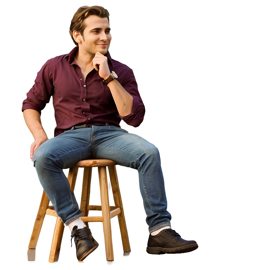 Man Sitting On Stool Png Cem85 PNG Image