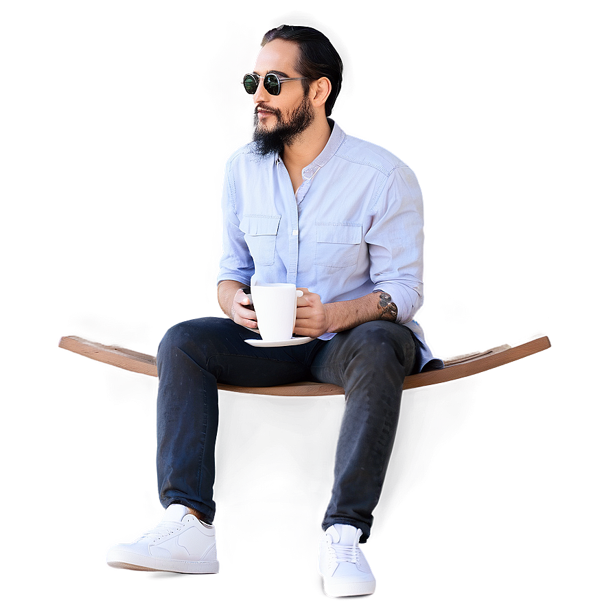 Man Sitting With Coffee Png 06122024 PNG Image