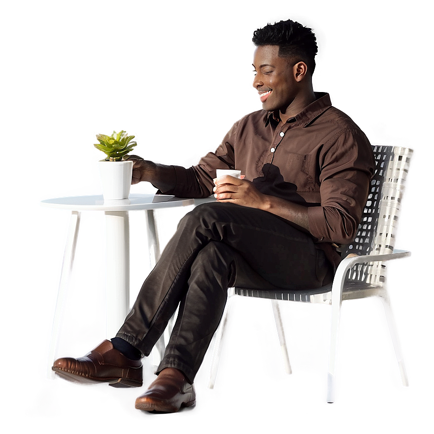 Man Sitting With Coffee Png 86 PNG Image