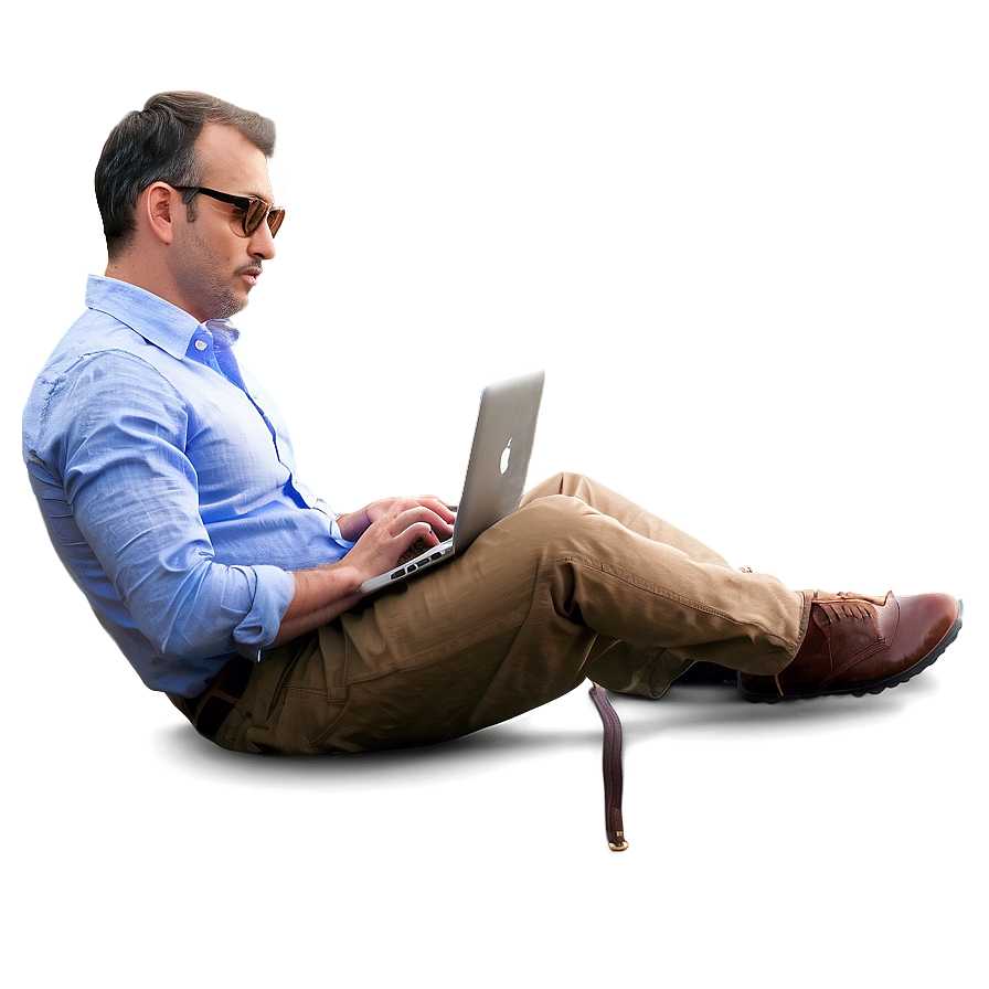 Man Sitting With Laptop Png Mpg53 PNG Image