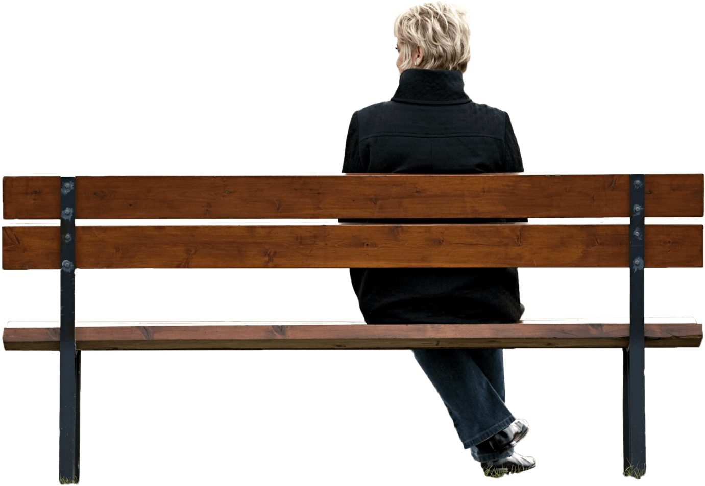 Man Sittingon Park Bench Isolated PNG Image