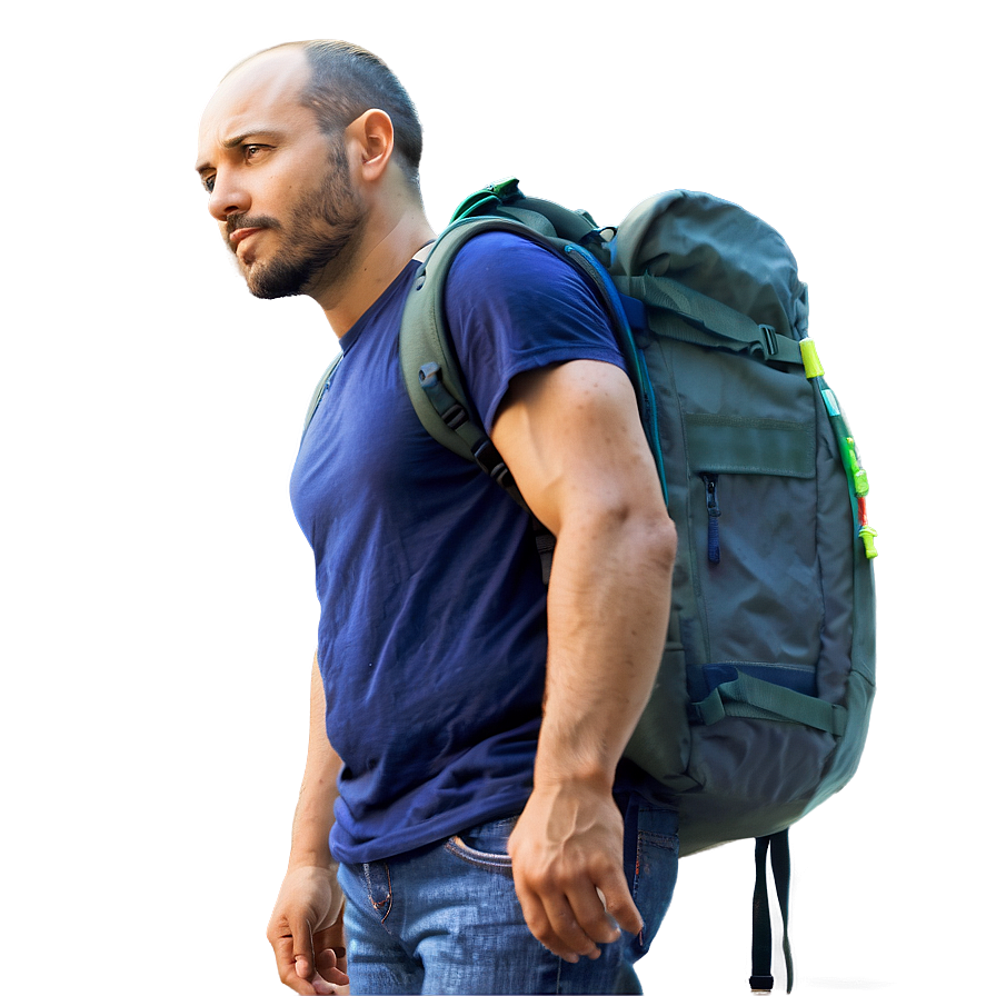 Man Standing With Backpack Png Gew2 PNG Image