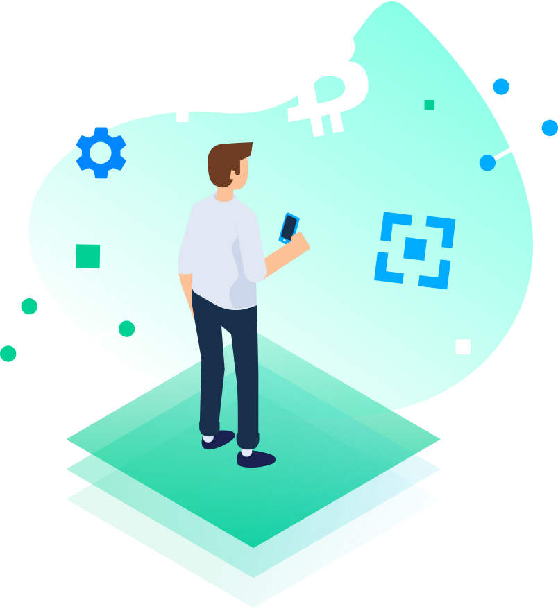 Man Using Smartphone Bitcoin Concept PNG Image