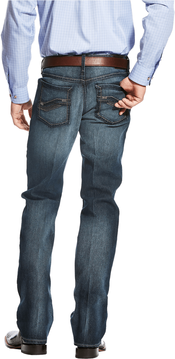 Man Wearing Blue Jeansand Brown Belt PNG Image