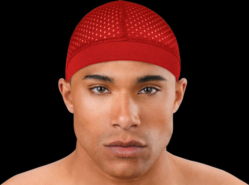 Man Wearing Red Durag PNG Image