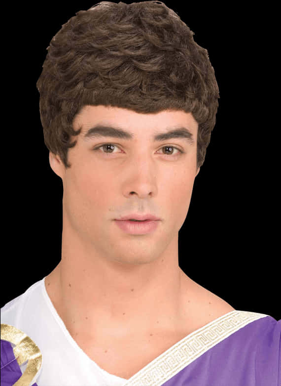 Man_with_ Brown_ Curly_ Wig PNG Image