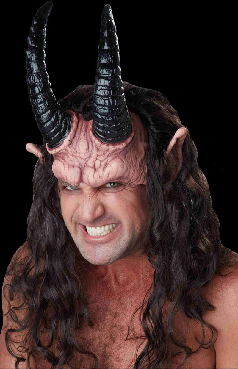 Man_with_ Devil_ Horns_ Costume PNG Image