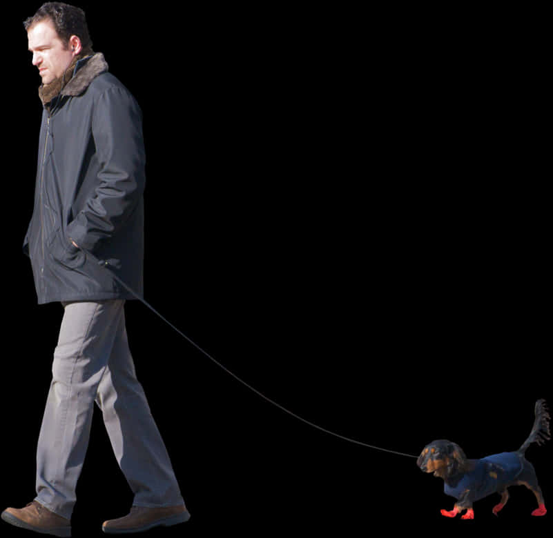 Manand Dog Walking Together PNG Image