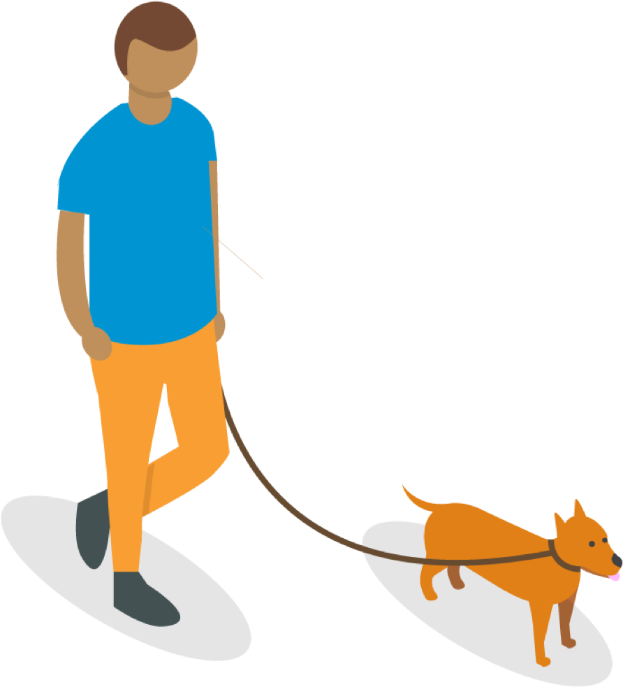 Manand Dog Walking Vector PNG Image