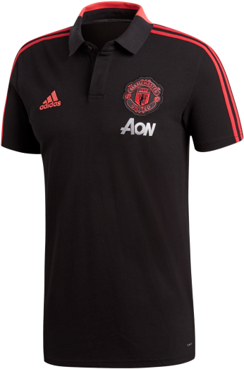 Manchester United Adidas Polo Shirt Black PNG Image