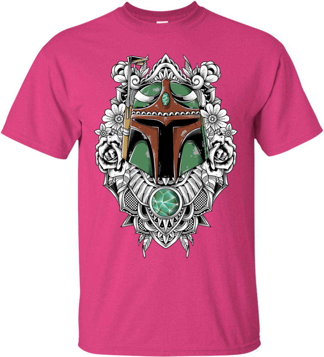 Mandalorian Helmet Floral Design T Shirt PNG Image