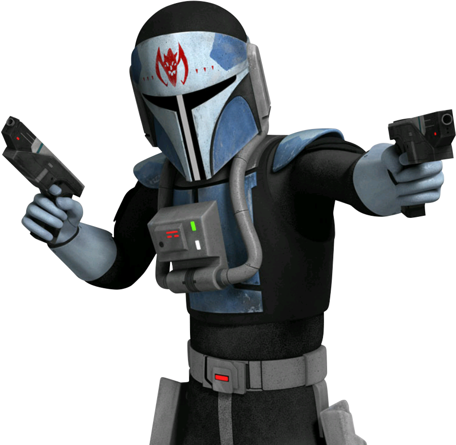 Mandalorian Warrior Dual Blaster Pose PNG Image