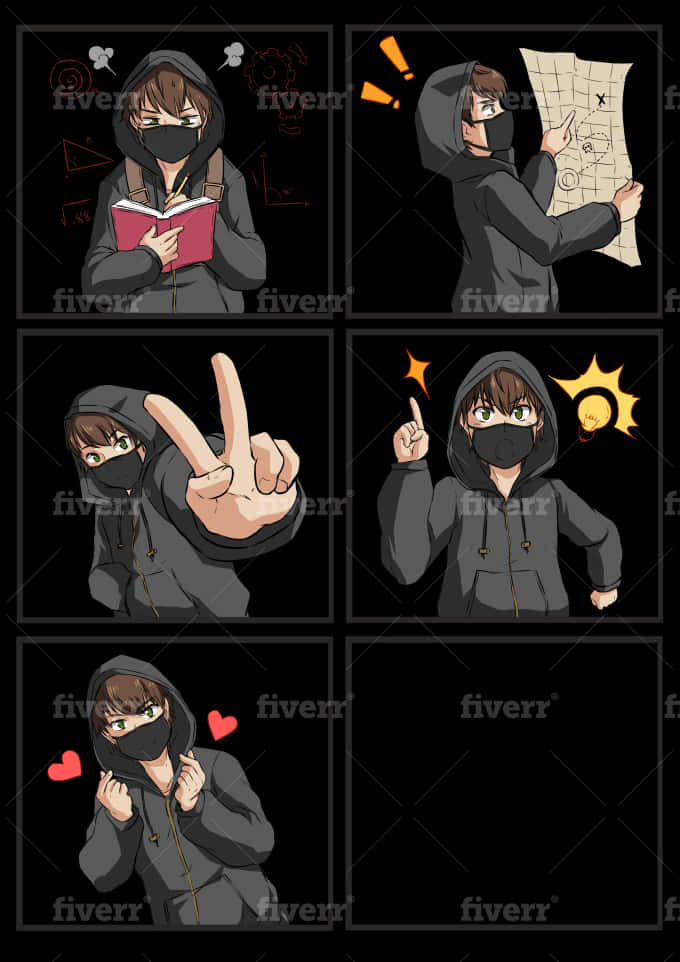 Manga_ Character_ Expressions_ Collage PNG Image