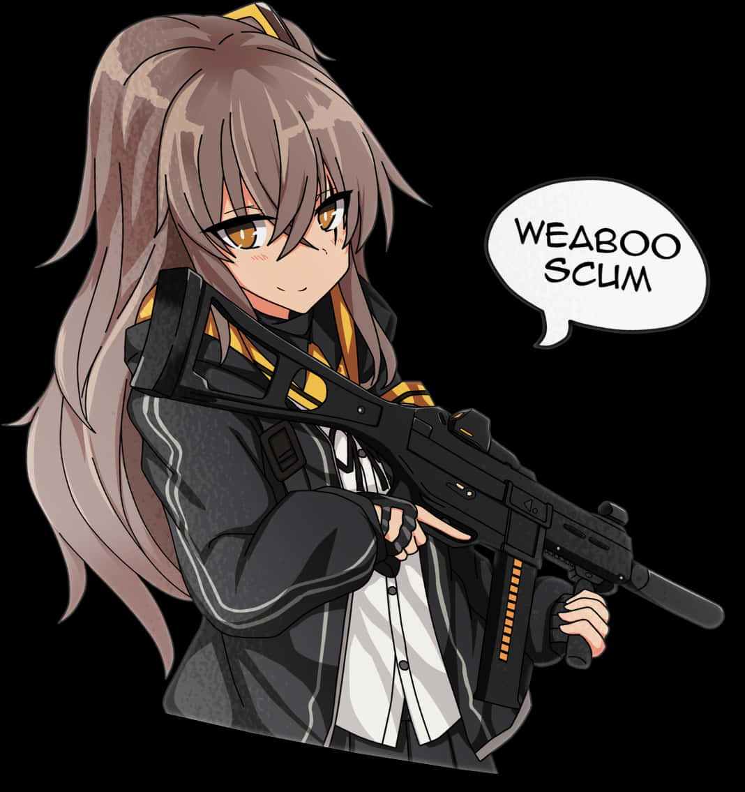 Manga Style Girl With Gun Weaboo Comment PNG Image