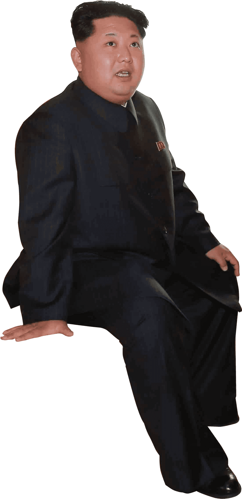 Manin Black Suit Seated Pose PNG Image