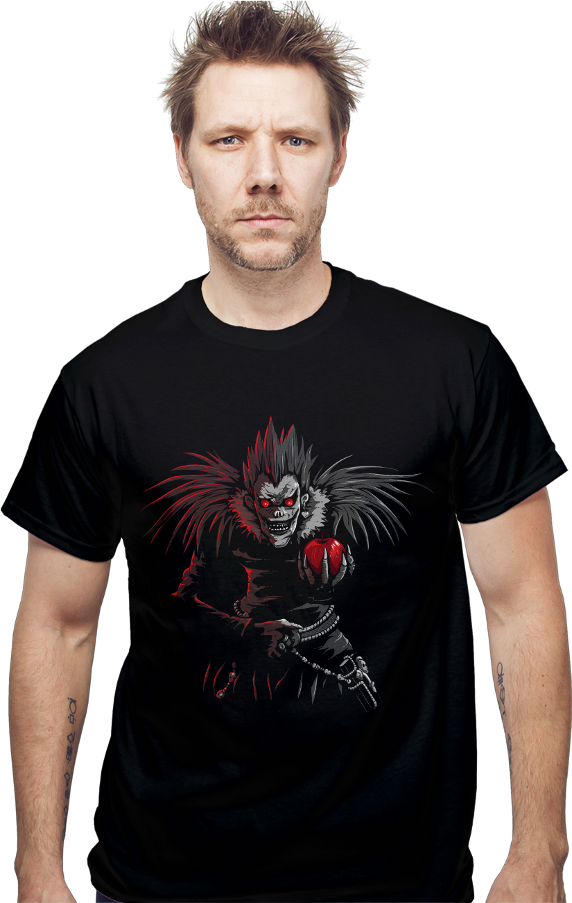 Manin Black Tshirtwith Graphic Design PNG Image