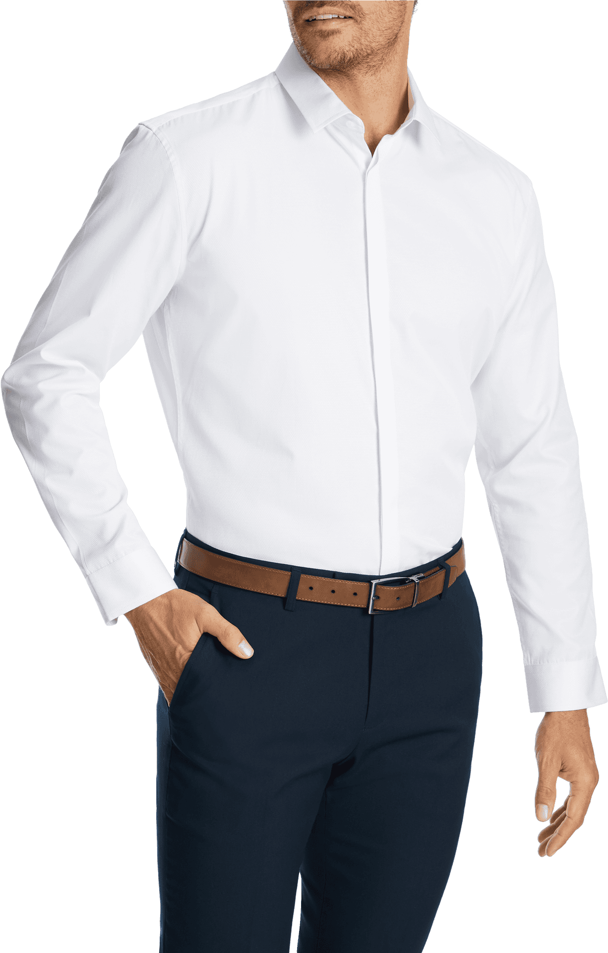 Manin Formal Attire White Shirt Navy Pants PNG Image