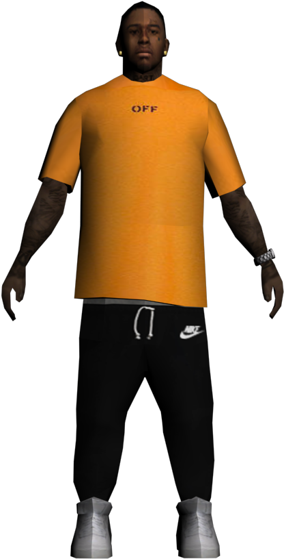 Manin Orange Shirtand Black Pants PNG Image