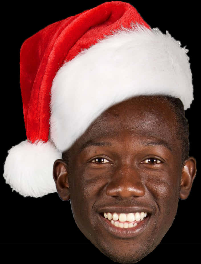 Manin Santa Hat Smiling PNG Image