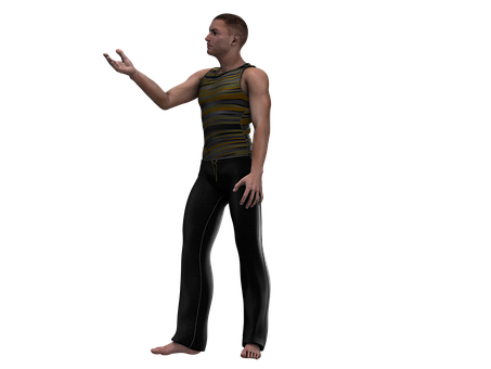 Manin Striped Tank Topand Black Pants PNG Image