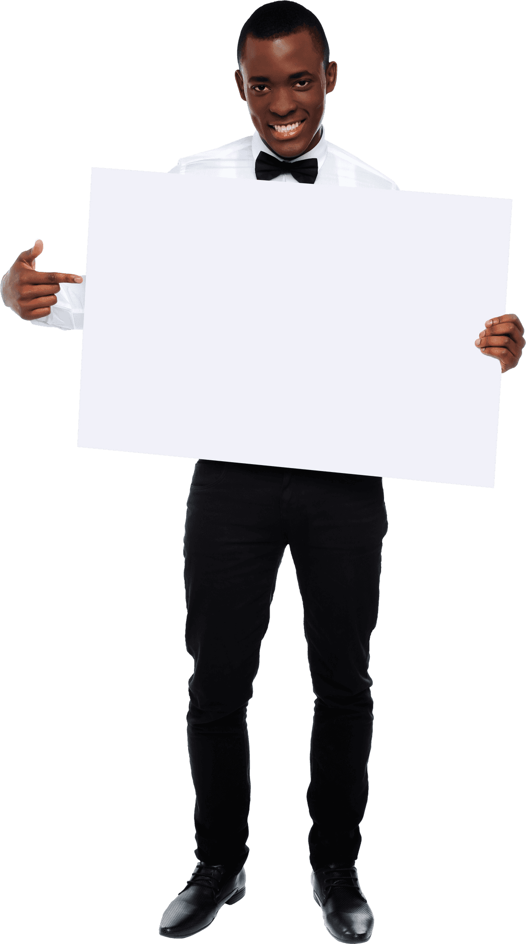 Manin Suit Holding Blank Sign PNG Image