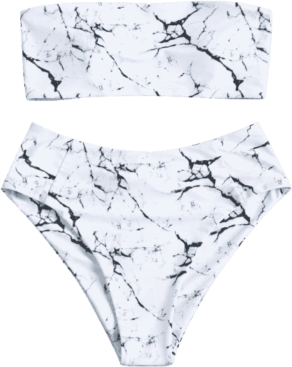 Marble Print Bikini Set PNG Image