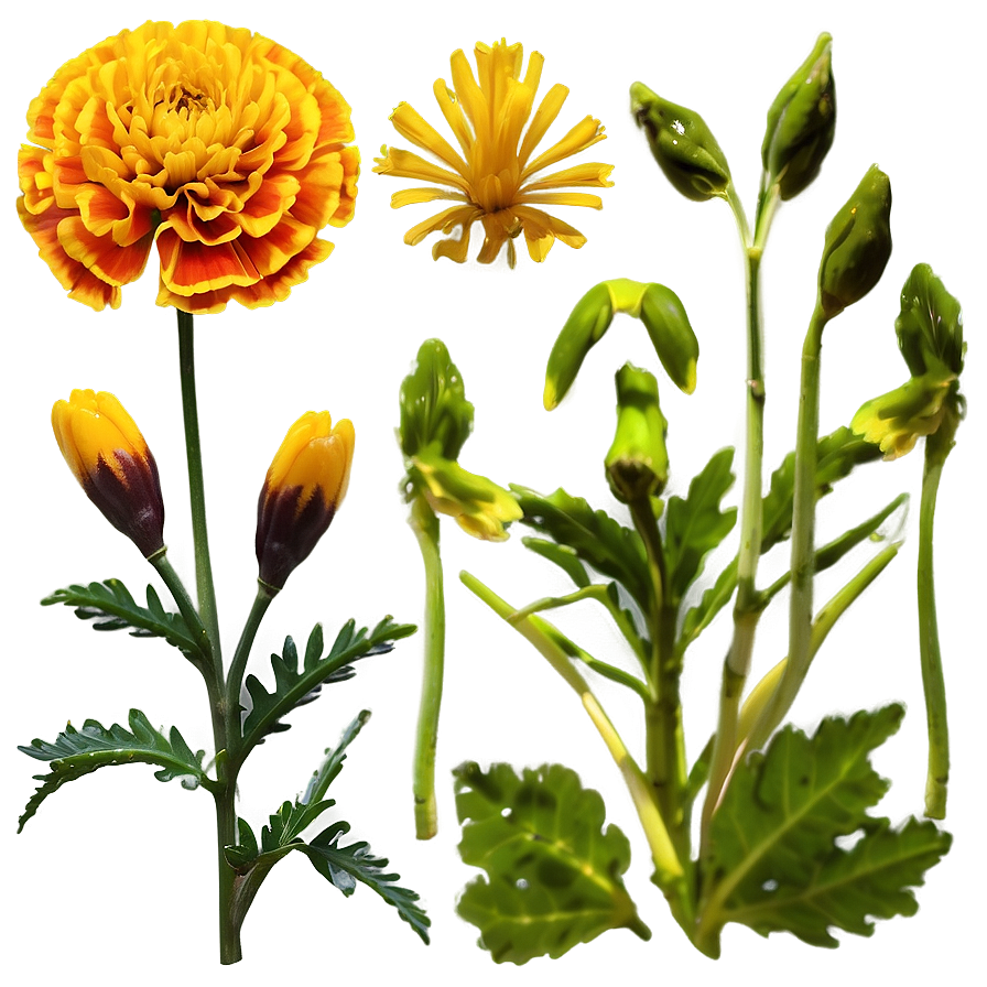 Marigold Floral Design Png 10 PNG Image