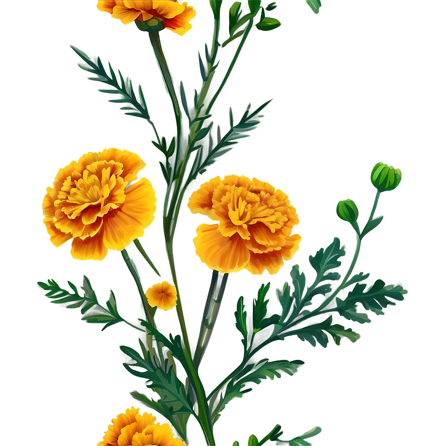 Marigold Seamless Pattern Png 10 PNG Image