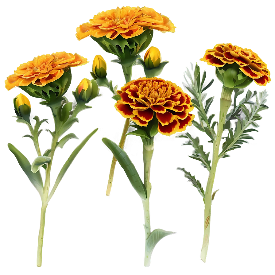 Marigolds And Greenery Png Ukq36 PNG Image