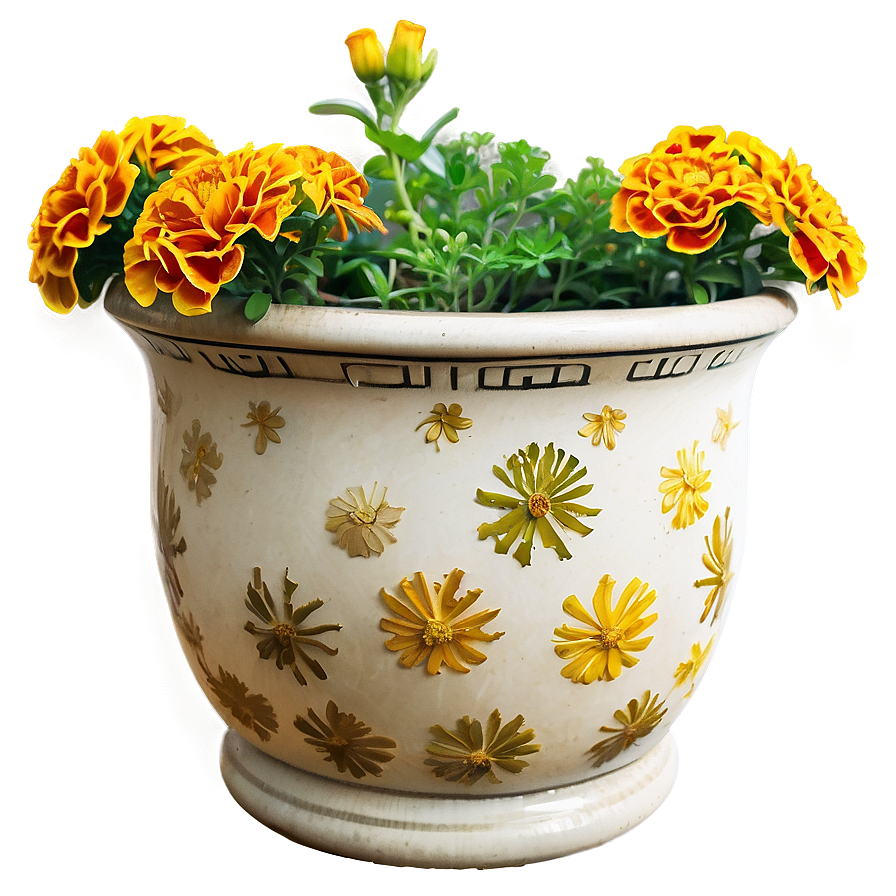 Marigolds In Pot Png 84 PNG Image