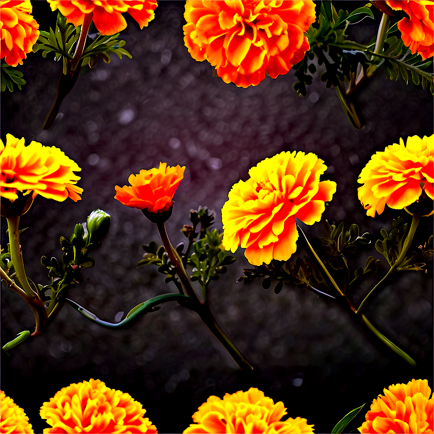 Marigolds With Morning Dew Png Gnu50 PNG Image