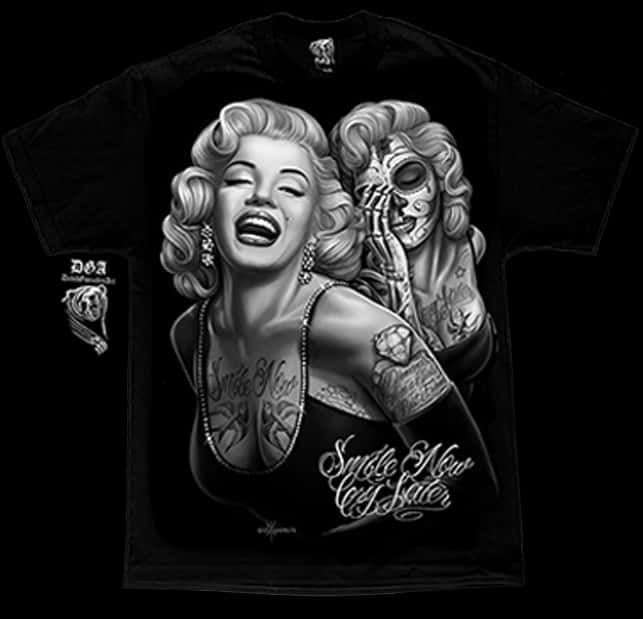 Marilyn Monroe Tattooed T Shirt Design PNG Image