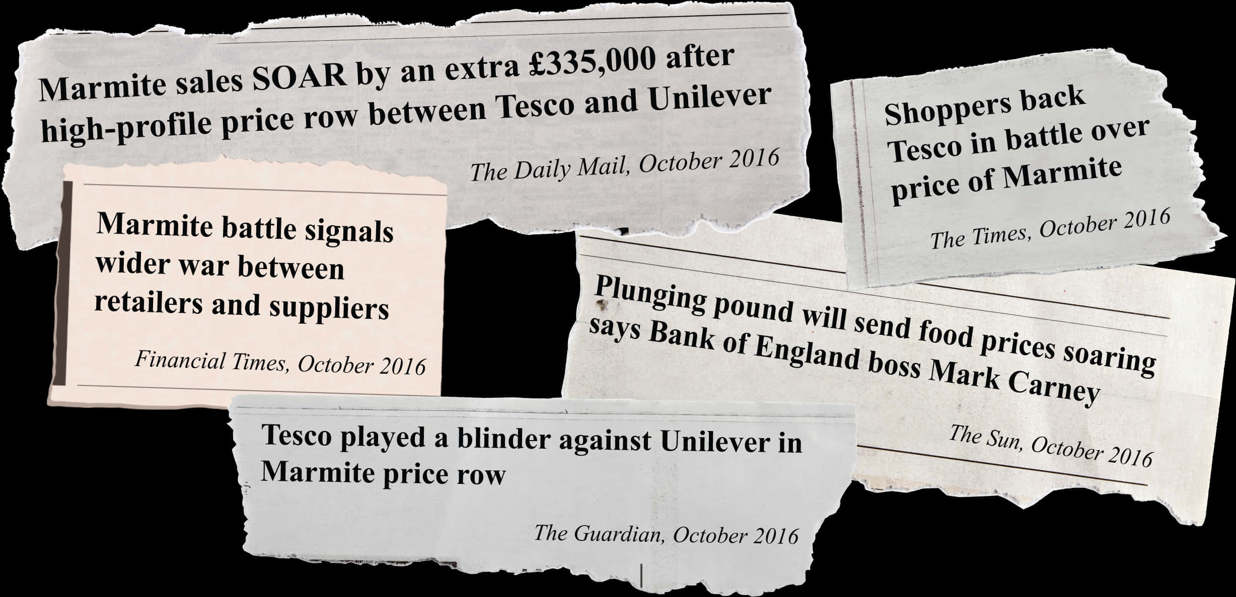 Marmite Price Dispute Newspaper Clippings2016 PNG Image