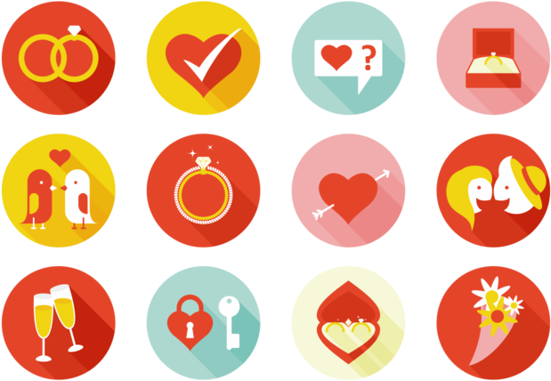 Marriage Icons Set PNG Image